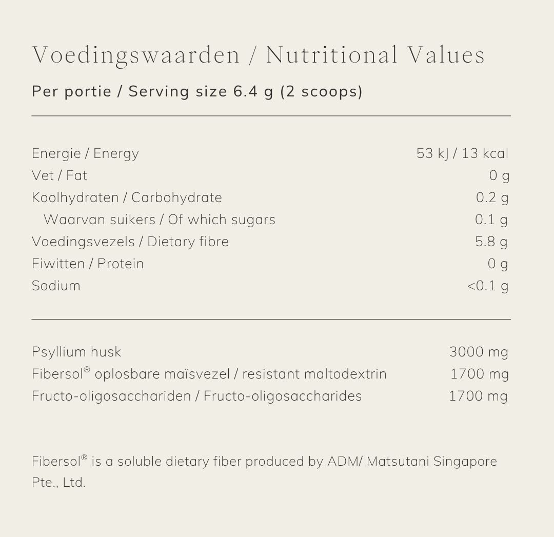 Fiber gut health supplement - AB INTRA Fibersentials FLOW - Supplement Facts