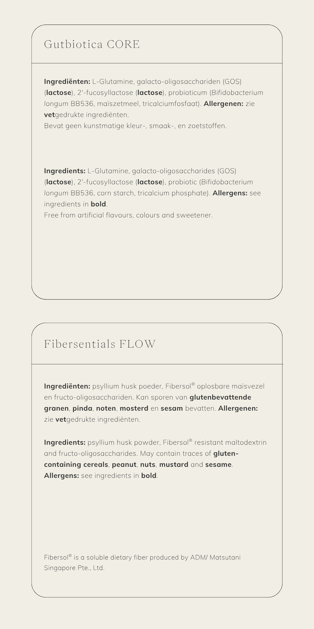 Gut health and fiber bundle AB INTRA The Super Daily Duo Ingredient List